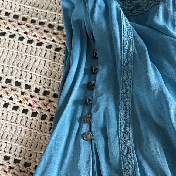 Free People Teal Sleeveless Tunic with Crochet Detail - Picture 11 of 11